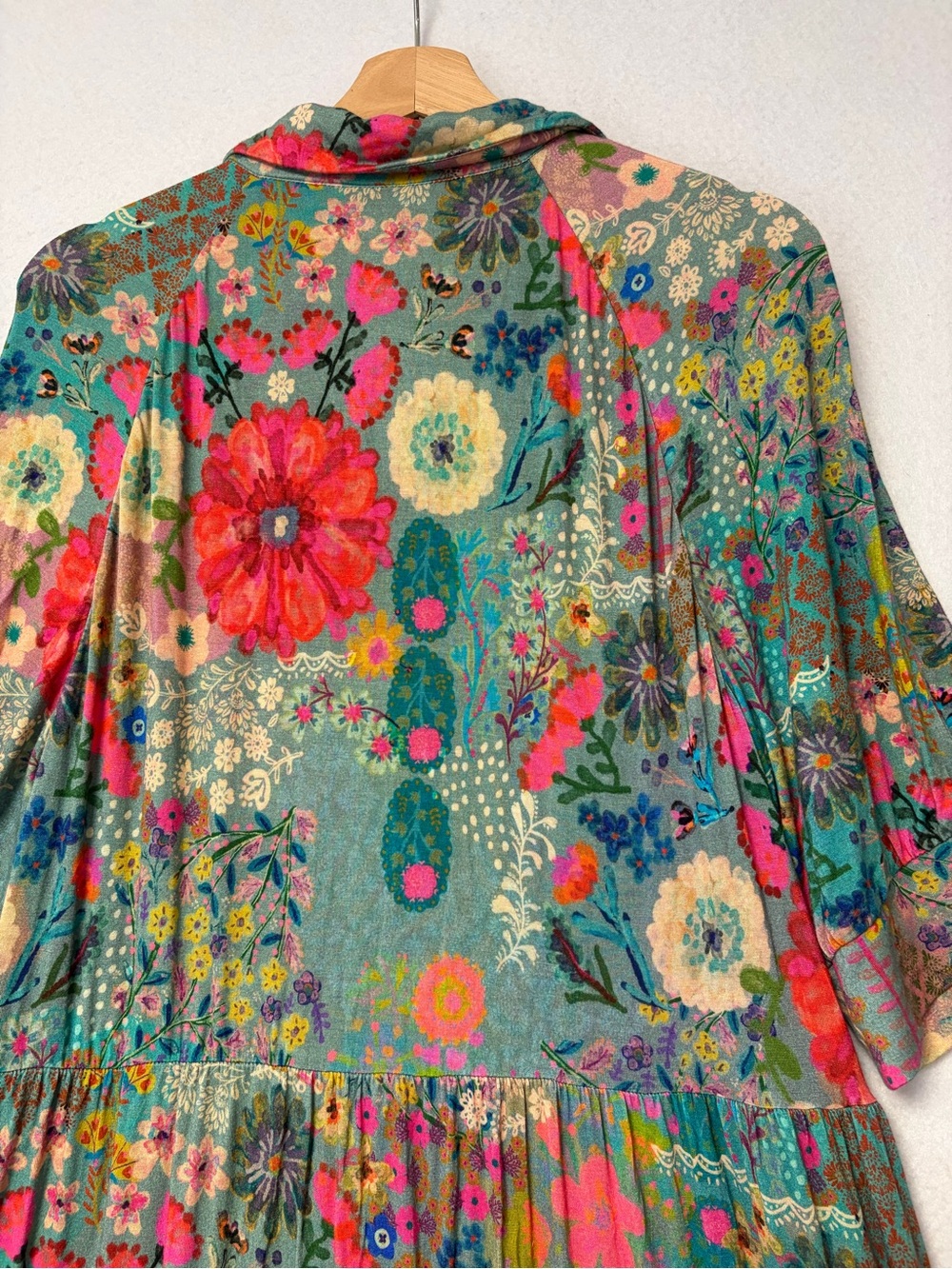 Natural Life Rebecca ButterSoft Blue Garden Patchwork Floral Midi Dress L NWT - Picture 9 of 14